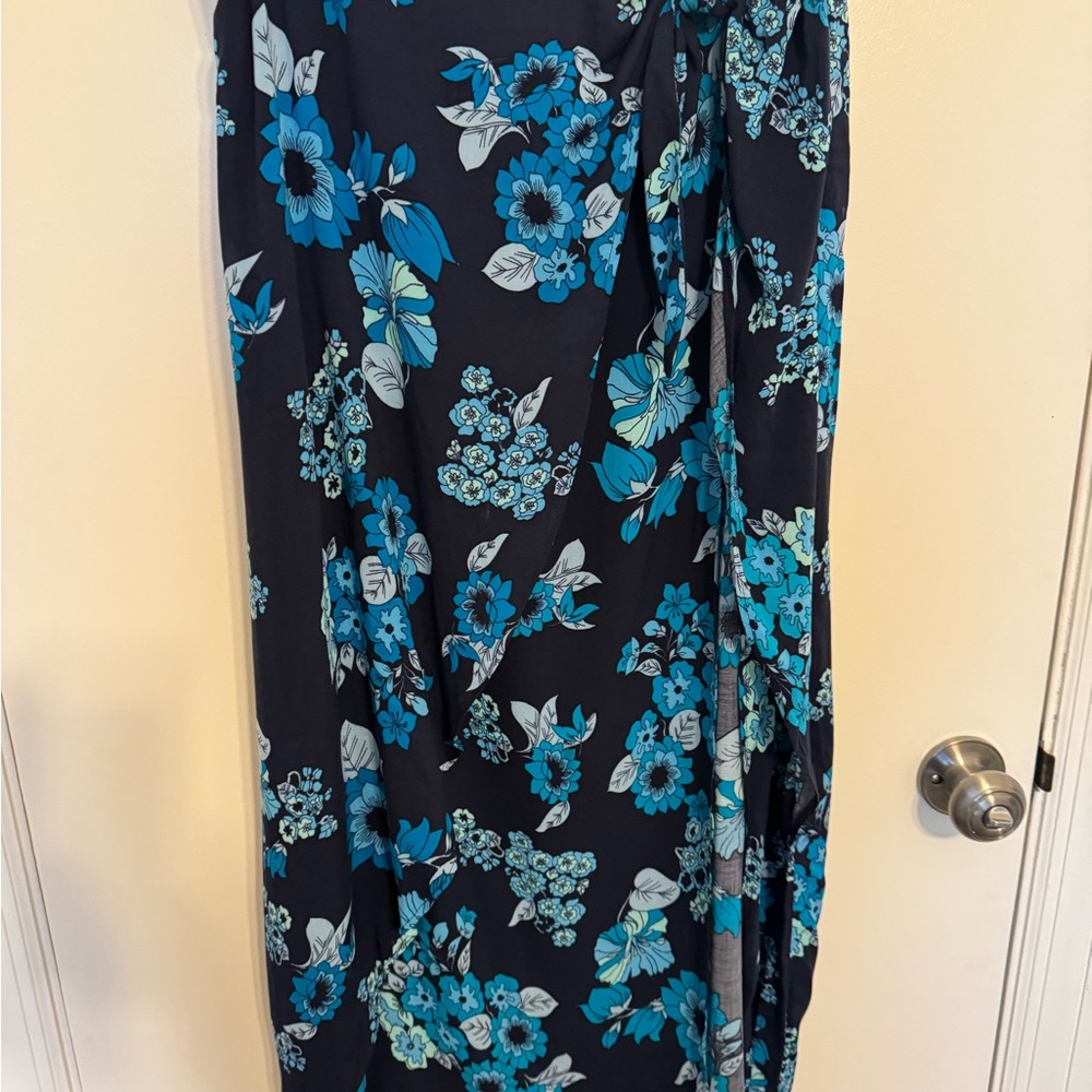 Free People Floral A-Line Skirt - Blue and Black